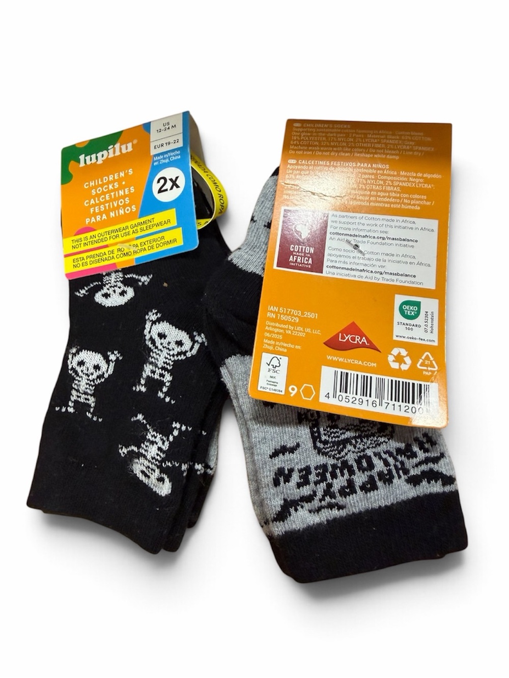 4 Pair Of Halloween Socks By Lupilu Size 12-24 Months
